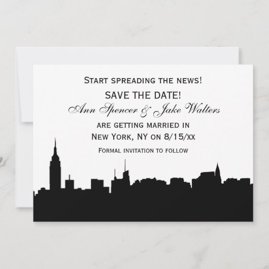NYC Wijd Silhouet Doe-het-zelf Achtergrond Kleur S Save The Date (Achterkant)