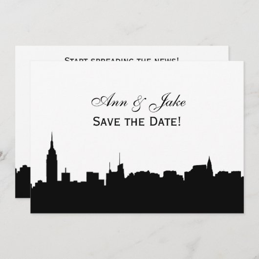 NYC Wijd Silhouet Doe-het-zelf Achtergrond Kleur S Save The Date (Voorkant / Achterkant)