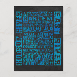 NYC Wijken Blauw Briefkaart
