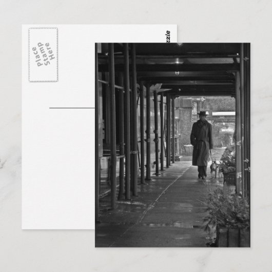 NYC Winter Dog Walker Briefkaart (Voorkant / Achterkant)