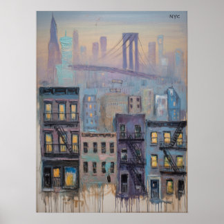 NYC-woningbouw Skyline Met Uitzicht Op Brooklyn Br Poster