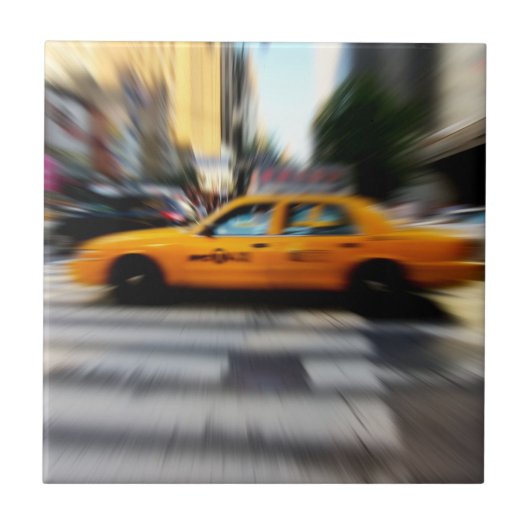 NYC Yellow Taxi Blur Tegeltje (Voorkant)
