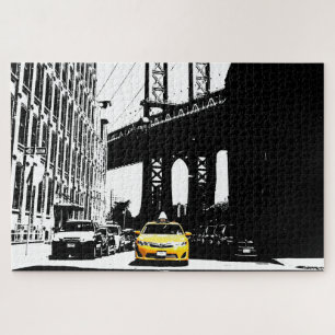 Nyc Yellow Taxi Brooklyn Bridge New York City Legpuzzel