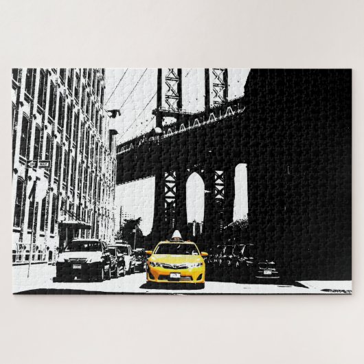 Nyc Yellow Taxi Brooklyn Bridge New York City Legpuzzel (Horizontaal)