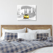 Nyc Yellow Taxi Brooklyn Bridge Pop Art Afbeelding Canvas Afdruk (Insitu (Slaapkamer))