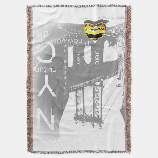 Nyc Yellow Taxi Brooklyn Bridge Pop Art Afbeelding Deken (Voorkant Verticaal)