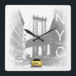 Nyc Yellow Taxi Brooklyn Bridge Pop Art Afbeelding Vierkante Klok<br><div class="desc">New York City Nyc Yellow Taxi Brooklyn Bridge Pop Art Afbeelding</div>