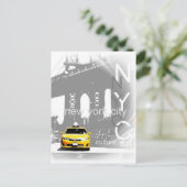 Nyc Yellow Taxi New York City Brooklyn Bridge Briefkaart (Staand voorkant)