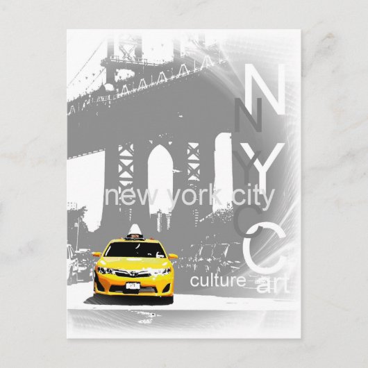Nyc Yellow Taxi New York City Brooklyn Bridge Briefkaart (Voorkant)