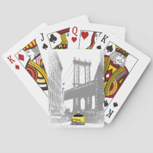 Nyc Yellow Taxi New York City Brooklyn Bridge Pokerkaarten