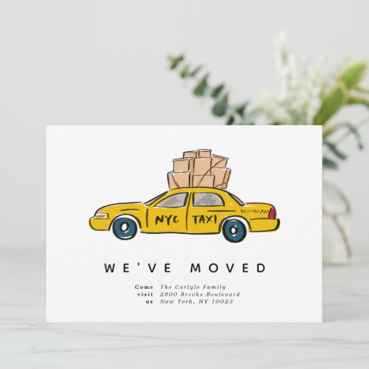 NYC Yellow Taxi We hebben berichten verplaatst Aankondiging (Staand voorkant)