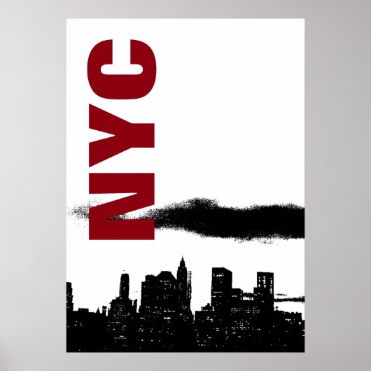 NYC Zwart Wit Manhattan Silhouette Pop Art Poster (Voorkant)