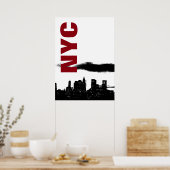 NYC Zwart Wit Manhattan Silhouette Pop Art Poster (Keuken)