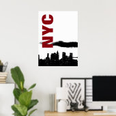 NYC Zwart Wit Manhattan Silhouette Pop Art Poster (Thuiskantoor)
