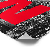 NYC Zwart Wit Rood New York City Skyline Poster (Hoek)