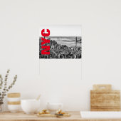 NYC Zwart Wit Rood New York City Skyline Poster (Keuken)