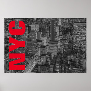 NYC Zwart Wit Rood New York City Skyline Poster
