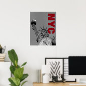 NYC Zwart Wit Vrijheidsbeeld Kunstfoto Poster (Thuiskantoor)