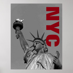 NYC Zwart Wit Vrijheidsbeeld Kunstfoto Poster