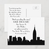 NYC Zwarte Silhouet Skyline Bewaar de Datum Aankondigingskaart (Voorkant / Achterkant)