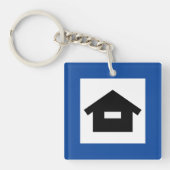 Nyckelring Vägmärke Hus Stuga Sleutelhanger (voorkant)