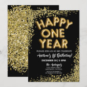 NYE 1e Nieuwjaar Verjaardag Gelukkig Een jaar Uitn Kaart (Voorkant / Achterkant)
