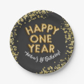 NYE 1e Nieuwjaar Verjaardag Gelukkig Een jaar Uitn Papieren Bordje (Voorkant)