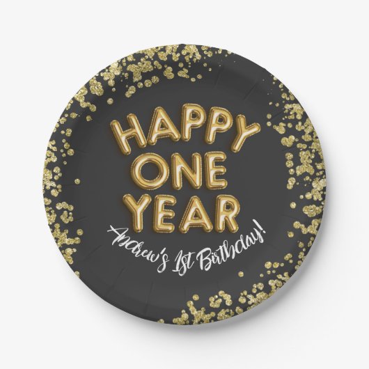 NYE 1e Nieuwjaar Verjaardag Gelukkig Een jaar Uitn Papieren Bordje (Voorkant)