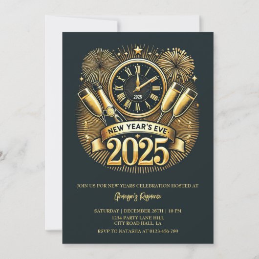 NYE 2025 Uitnodiging Elektronische Oudejaarsfeest (Voorkant)