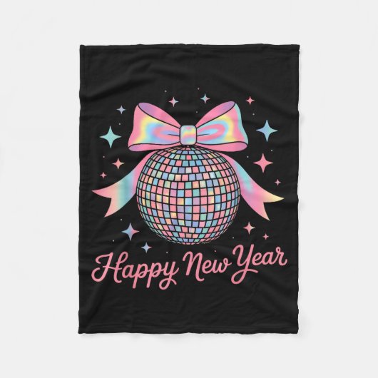 Nye Disco Ball Luxury Golden Happy New Year  Fleece Deken (Voorkant)