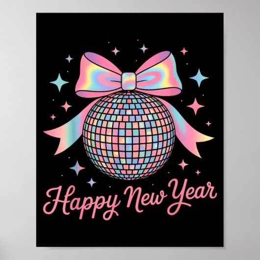 Nye Disco Ball Luxury Golden Happy New Year  Poster (Voorkant)