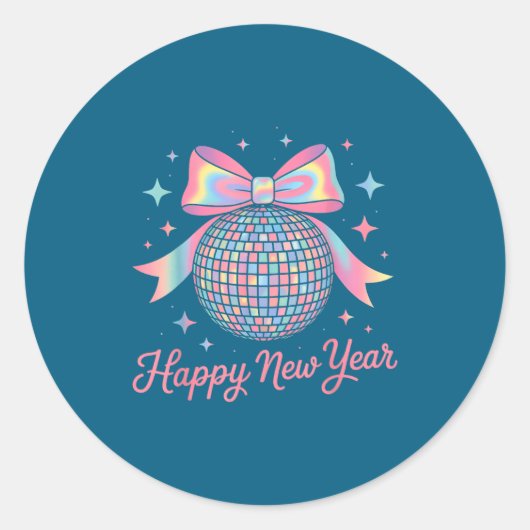Nye Disco Ball Luxury Golden Happy New Year  Ronde Sticker (Voorkant)