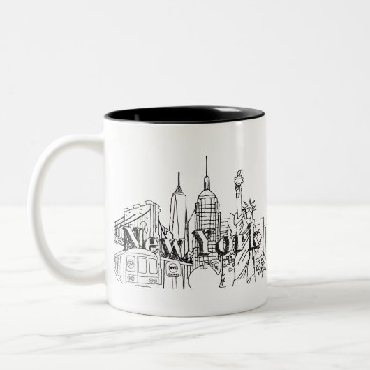 NYE New York Vacation Souvenirs NYC Gift Tweekleurige Koffiemok (Links)