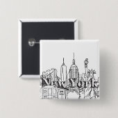 NYE New York Vacation Souvenirs NYC Gift Vierkante Button 5,1 Cm (Voorkant /achterkant)