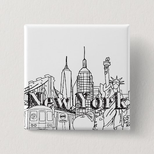 NYE New York Vacation Souvenirs NYC Gift Vierkante Button 5,1 Cm (Voorkant)