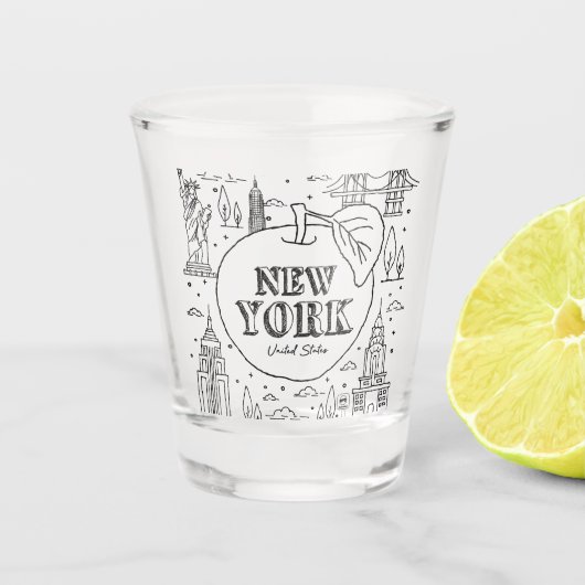 NYE New York Vakantie Souvenirs NYC Gift Shot Glas (Voorkant)