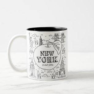 NYE New York Vakantie Souvenirs NYC Gift Tweekleurige Koffiemok