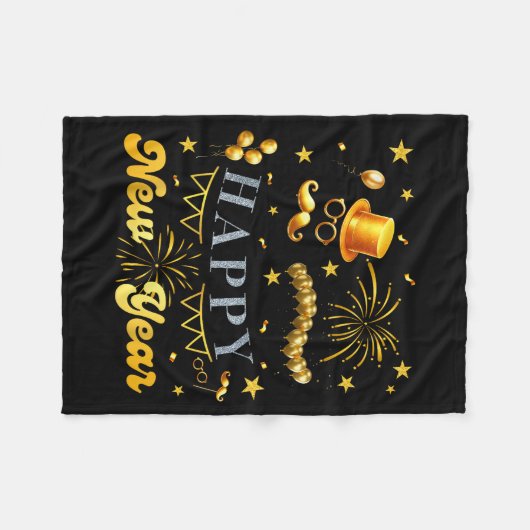 Nye Party Crew Balloon Fireworks Family Reunion Co Fleece Deken (Voorkant (Horizontaal))