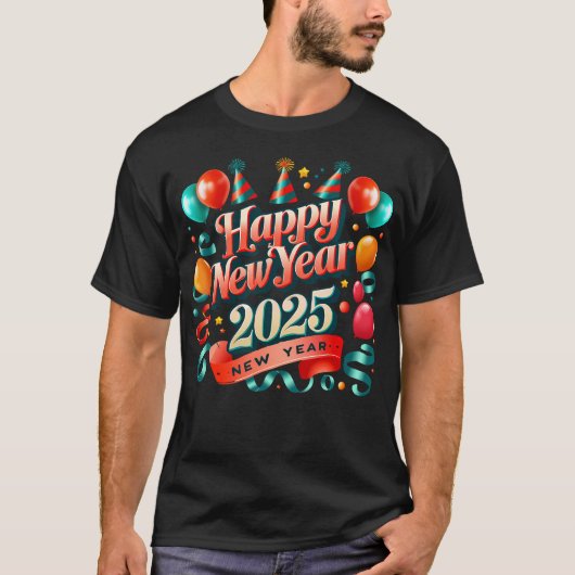 Nye Party - Grappige oudejaarsavond 2025 T-shirt (Voorkant)