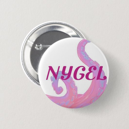 NYGEL roze en witte knop Ronde Button 5,7 Cm (Voorkant /achterkant)