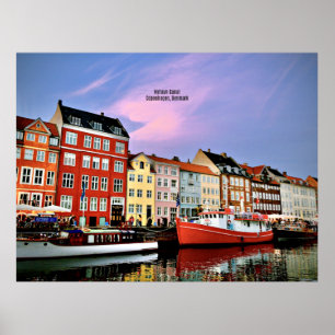 Nyhavn Canal, Kopenhagen, Denemarken Poster