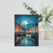 Nyhavn Copenhagen Moonlit Canal Night Briefkaart (Staand voorkant)