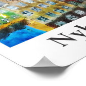 Nyhavn Denmark Travel Waterverf Hand getekend Poster (Hoek)