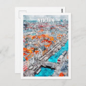 Nyhavn Kobenhavn Denmark Travel Place Waterverf Briefkaart (Voorkant / Achterkant)