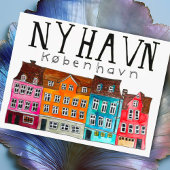 NYHAVN Kobenhavn Waterverf Art Travel Briefkaart