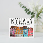 NYHAVN Kobenhavn Waterverf Art Travel Briefkaart (Staand voorkant)