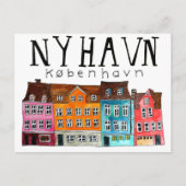 NYHAVN Kobenhavn Waterverf Art Travel Briefkaart (Voorkant)
