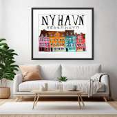 NYHAVN Kobenhavn Waterverf Art Travel Poster