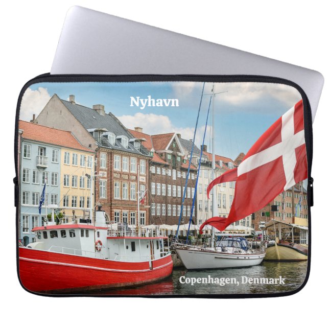 Nyhavn Kopenhagen Denemarken Laptop Sleeve (Voorkant)