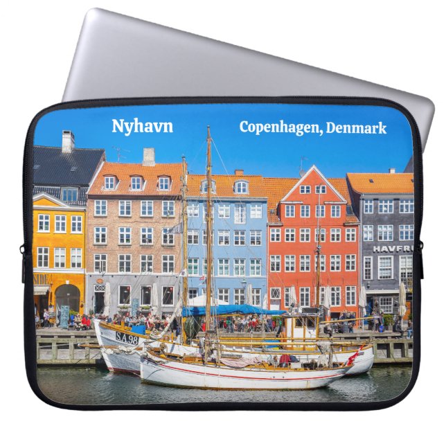 Nyhavn Kopenhagen Denemarken Laptop Sleeve (Voorkant)